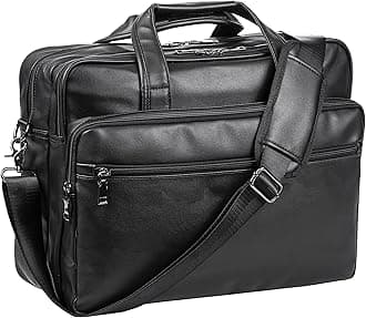 Leather Laptop Bag, Men's 15.6 Inche 17.3 Inche Messenger Briefcase Business Satchel Computer Handbag Shoulder Bag