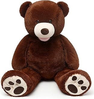 MorisMos Smile Giant Teddy Bear, 51inch Large Stuffed Bears with Big Footprints, Big Stuffed Animals Cuddly Plush Gifts for Girlfriends, Boyfriend, Dark Brown