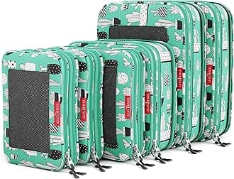 LeanTravel Premium Compression Packing Cubes for Travel - Suitcase Organizer Bags with Double Zipper & Breathable Mesh Panel - Space Saving Carry On Luggage Essentials (6-Pack, Green Cactus)