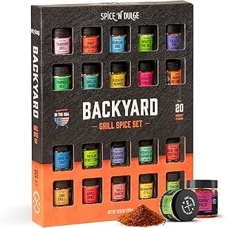Grilling Spice Set Grill Seasoning Gifts, 20 Unique Spices and Seasonings Jars Gift Set, BBQ Gifts For Men, Dad, Husband, Father, Flavors Like Chili, Cajun, Garlic, Steak, Rub, Herbs, Blend and More