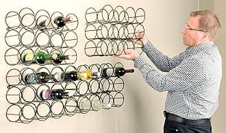 Cellamagic Circular Wall Mounted (12 Bottle) Wine Rack - Set of 4 Wine Racks - 48 Bottles in Total