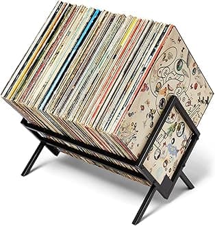 MODERN VINYL Record Storage Racks - Easy Assembly Vinyl Record Holder Stand 100 Lps | Sleek Matte Black LP Holder Stand | Multiuse Vinyl Storage Rack | Storage Rack for Books Magazines Files