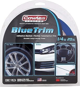 Cowles Custom, Blue Color Molding Edge Trim Automotive Accessory for The Interior or Exterior of Cars, Trucks, SUVs, 20 Feet of Peel and Stick-On with 3M Tape Decorative Flexible PVC Molding