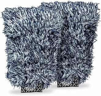 The Dually, Dual-Fiber, Wet-Dry Use, Microfiber Wash Mitt, (Car Wash Mitt Great for Car, Truck, SUV, RV, & More) Dark Blue + White, (2 Pack) MIC51702