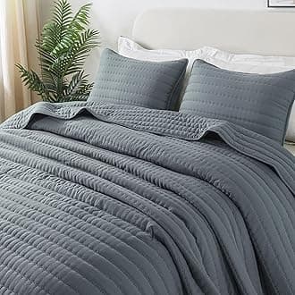 ROARINGWILD Blue Queen Size Quilt Bedding Sets with 2 Pillow Shams, Full Lightweight Soft Bedspread Coverlet, Quilted Blanket Thin Comforter Bed Cover for All Season, 3 Pieces, 90x90 inches