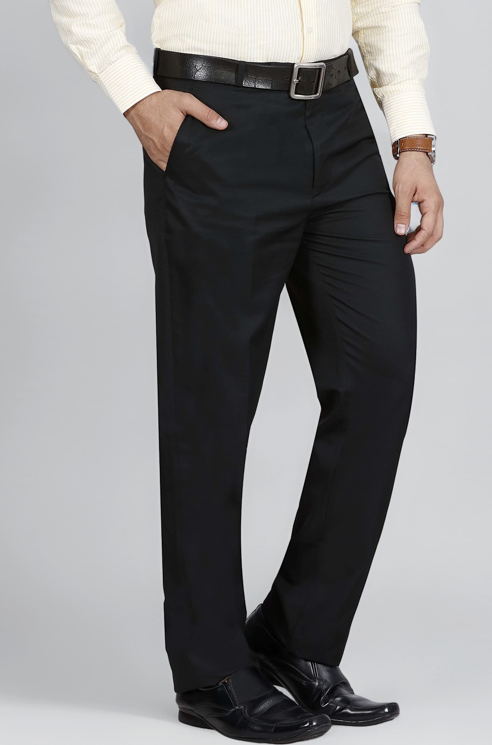 McHenry Men's Solid Formal Regular Fit Stretchable Wrinkle Free PolyViscose Trousers