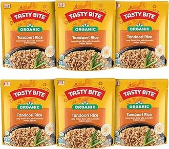 Tasty Bite Organic Tandoori Rice, 8.8 Ounce, Pack of 6, Ready to Eat, Microwavable, Vegan, Gluten-Free