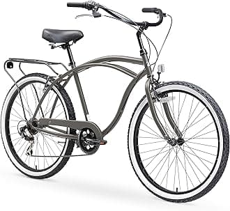 sixthreezeroAround the Block Men's Cruiser Bike with Rear Rack, 26 Inches, 7-Speed, Matte Gray