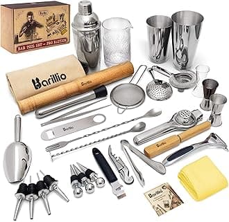 Bar Tool Set Pro Edition - Stainless-Steel Cocktail Shaker Set - Mixology Bartender Kit w/Boston Shaker, Drink Mixer & Muddler for Cocktails - Home Bar Accessories - 32-Pc Bar kit
