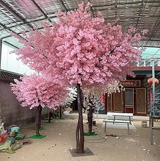 Cherry Blossom Tree Artificial Cherry Blossom Trees Fake Cherry Blossom Tree Indoor Outdoor Home Office Party Wedding,B,201x101cm/6.6x3.3ft