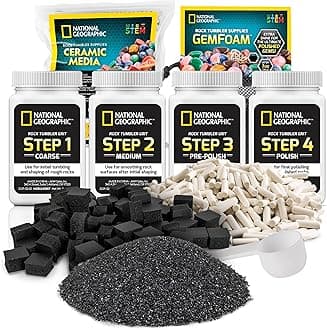 National Geographic Rock Tumbler Media - the Ultimate Rock Polishing Supplies Kit,4 Stage,0.7kg of Ceramic Pellets