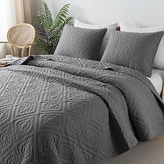 R.SHARE Oversized California King Size Quilt Bedding Sets with Pillow Shams, Grey Cal King Lightweight Soft Bedspread Coverlet for All Season, 118x106 inches