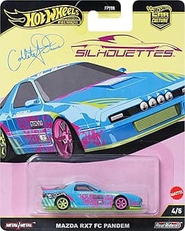 Premium Car Culture Collectible Toy Car, 1:64 Scale Die-Cast Mazda RX7 FC Pandem, Silhouettes Vehicle with Real Riders Tires