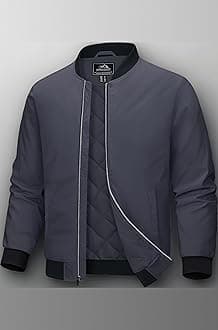 MAGCOMSEN Winter Jacket for Men Bomber Casual Jackets Full Zip Windproof Warm Jacket Quilted Padded Coat