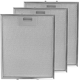 SPARES2GO Cooker Hood Metal Aluminium Grease Filter for Kitchen Extractor Fan Vent (Pack of 3 Filters, Silver, 300 x 250 mm)