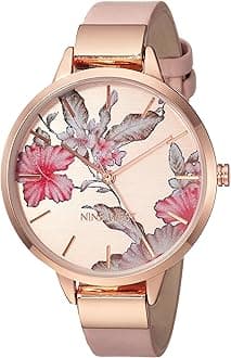 Women's Floral Dial Smooth Strap Watch