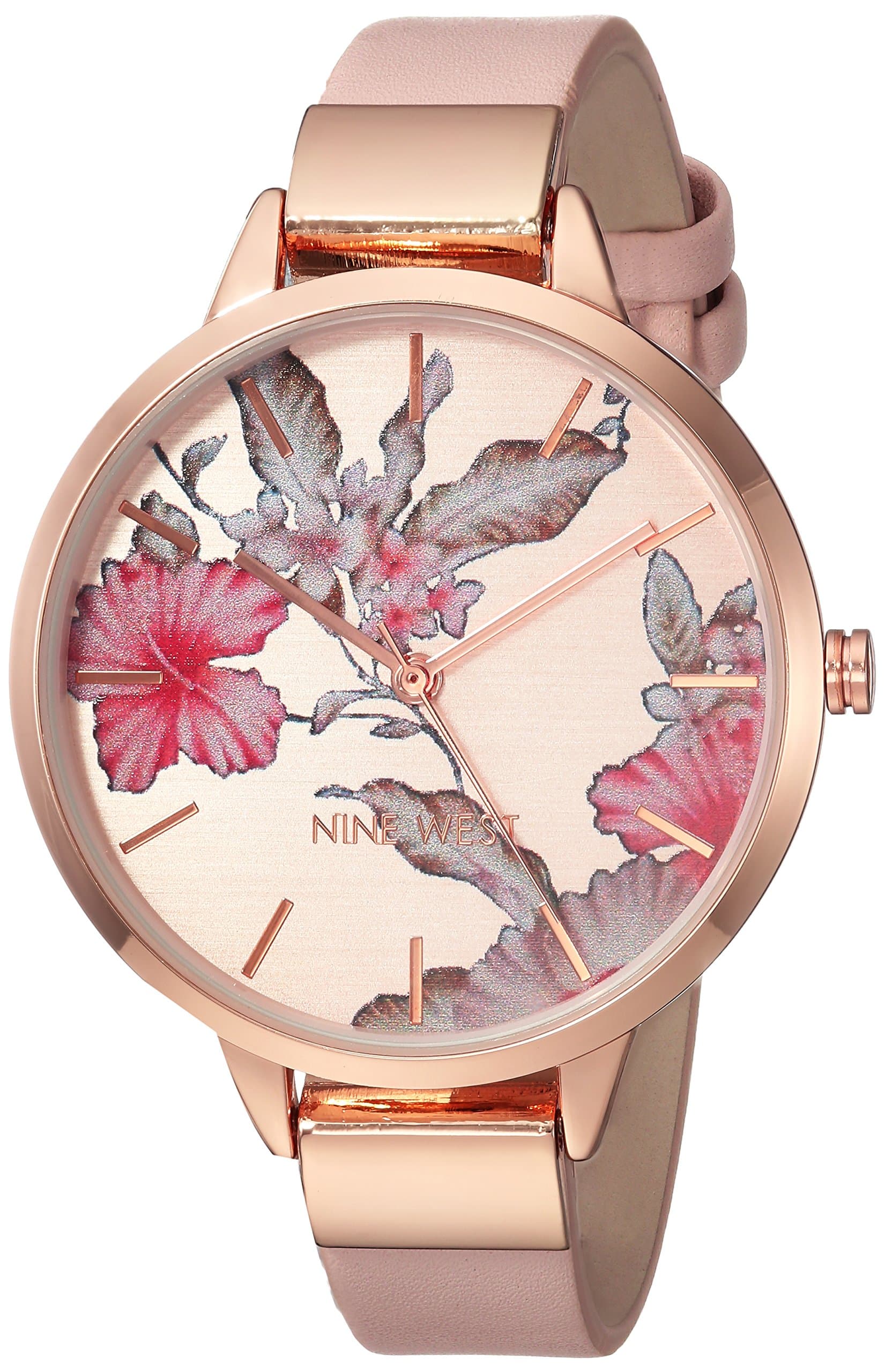 Women's Floral Dial Smooth Strap Watch