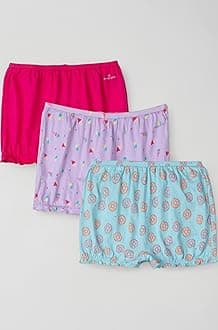 SG06 Girl's Super Combed Cotton Printed Bloomers with Ultrasoft Waistband (Pack of 3)