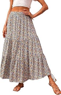 KIRUNDO Maxi Skirts for Women 2026 Summer Boho Floral High Waist Casual Flowy Long Skirt Beach Vacation Cruise Resort Wear