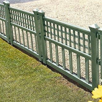 Taylor & Brown Plastic Fence Panels Garden Path Lawn Edging Plant Border Landscape Decorative Versatile Panels - Pack of 4, Green