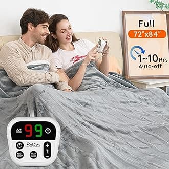 Heated Blanket Full Size -72"x84" Flannel Electric Blanket,10 Heat Levels, 10-Hour Auto-Off,Fast Heating,Overheat Protection,Machine Washable, Soft Heating Blanket for Home and Office (Gray)
