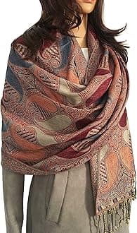 The Accessory Co.Women Pashmina Scarf Shawl Wrap - Large Long Paisley Floral Rainbow Ladies Scarves, Wearable Blanket Scarf, Womens Winter Scarfs, Indian Shawl Wedding Evening Stole, Head Scarf Neck