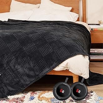 Electric Blanket Queen Size 84''X90'' - Heated Blanket with Dual Control Fast Heating 10 Heating Levels & 10 Hours Auto Off,ETL Certified Machine Washable (Black)