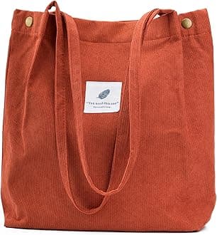 Corduroy Tote Bag Cute Tote Bags for Women Shoulder Bag with Inner Pocket for Work Beach Travel and Shopping Grocery