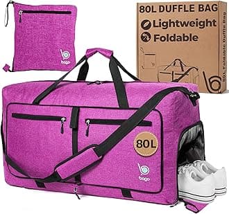 Large Duffle Bag for Travel Women & Men. Durable Lightweight Foldable Travel Duffel Bags For Traveling Women. 80L Duffle Bags For Overnight Bag With Shoe Compartment Collapsible Weekender duffel