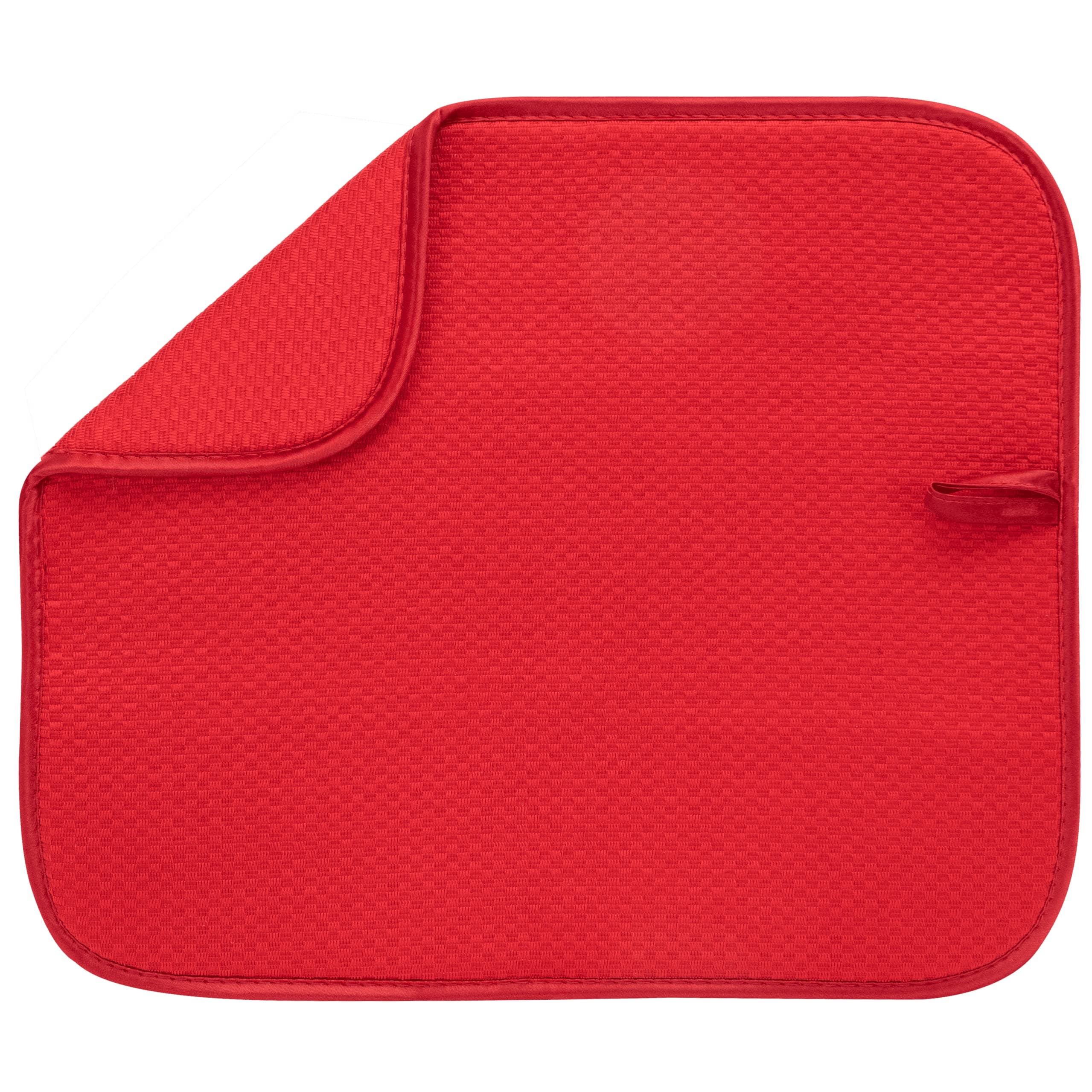 Absorbent, Reversible Microfiber Dish Drying Mat for Kitchen, 16 Inch x 18 Inch, Red