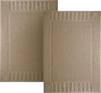 Luxury Bath Mat Floor Towel Set - Absorbent Cotton Hotel Spa Shower/Bathtub Mats [Not a Bathroom Rug] 22"x34" | 2 Pack | Taupe