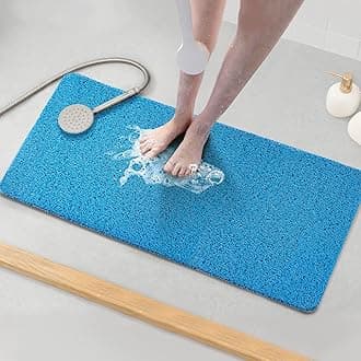 Asvin Soft Textured Bath, Shower, Tub Mat, 35x16 Inch, Phthalate Free, Non Slip Comfort Bathtub Mats with Drain, PVC Loofah Bathroom Mats for Wet Areas, Quick DryingOEKO-TEX STANDARD 100
