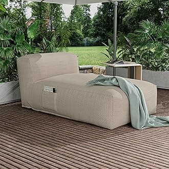 Dineli Chaise Lounge Chair Outdoor Bed Lounger Outdoor Couch Sofa for Pool Comfy Patio Furniture Foam Filling Chair Lazy Sofa for Outside, Water-Resistant Sunbed (Light Orange, 59'' Length)