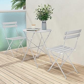 Grand patio 3-Piece Bistro Set Folding Outdoor Furniture Sets with Premium Frame Portable Design for Bistro & Balcony, White