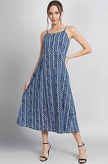 COTLAND Fashions Breathable Cotton Printed A-Line Midi Dress for Women