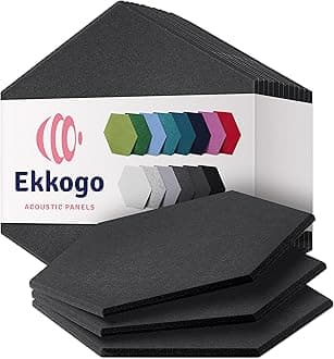 Acoustic Panels 12-Pack Soundproof Wall Panels 14"X12.1"X0.4" Sound Panels High Density Sound Dampening Panels - [Dark Gray Hexagon]
