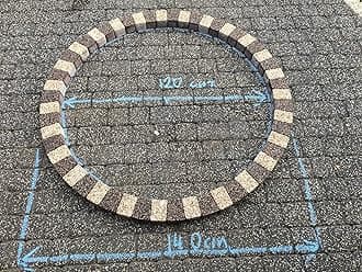 Garden Granite Circle Tree Surround Grass Border Paving Slab Stone Concrete Water Feature (CREAM/BROWN, 160)