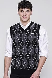 Woolen V Neck Sleeveless Half Sweater for Man Winter Pullover