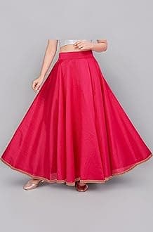 Studio Shringaar Women's Poly Silk Skirt/Lehenga With 8 Meters Maxi Flare (Double Ghera)