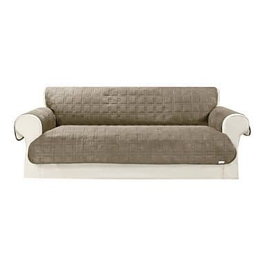 SFT/ Waterproof Microsuede Khaki Solid Mini Cube Quilting Sofa Cover