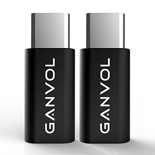 Ganvol (2 Pack) Type C USB C to Micro USB Female Adapter Connector Samsung S8 A5 A3 2017, Huawei Mate 10 9 P10 P9 Plus Honor 8 9 10, Xiaomi, OnePlus 3T 3 2, Nexus 5X 6P, MacBook, Lumia 950 XL