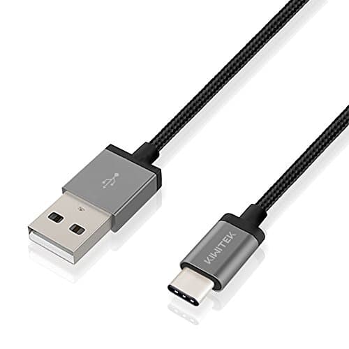 USB Type C 3.1 (Specification Version 1.1) to USB 3.0 Cable, KiWiTEK® 6.5ft(2M) Heavy Duty Aluminum Casing USB-A to USB-C Nylon Braided Sync & Charging Cable for Apple MacBook 12'', Google ChromeBook Pixel 2nd, Nexus 5X/6P, Pixel C, LG G5, HTC 10, Huawei P9, Microsoft Lumia 950/950 XL, One Plus 2/3, ZUK Z1 and more Devices with USB Type-C Port - BLACK/SPACE GREY