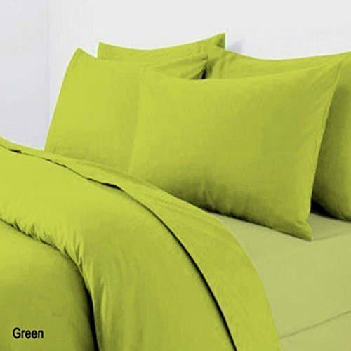 Polycotton Plain Dyed Flat BED Sheet Single Double King Super King Sizes & Pillow Covers /cases (King, Lime Green)