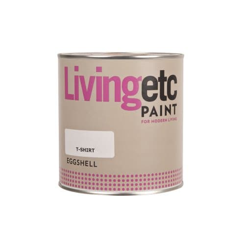 Living Etc Quick Drying Acrylic Eggshell Internal Paint For Interior Wood, Furniture and Walls - T-Shirt White - 1L