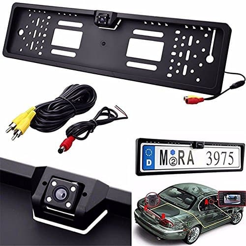 Reversing Parking Backup Camera, Eunavi 170°Viewing Angle Waterproof and Dustproof Car Rear View License Plate Reverse Parking Assistance System with 4 LED lights with Perfect Night Vision
