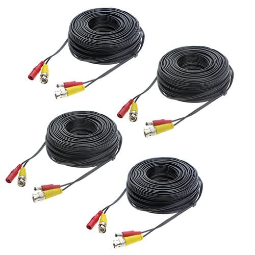 Hykamic 4 Pack 100ft Security Camera Wire Cord for CCTV DVR Surveillance System support 1080P security cameras systems Made by pure copper