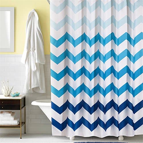 Polyester Shower Curtain Blue White Gradient Pattern Opaque Mildew Resistant Anti Bacterial Waterproof Fabric For Hotel Home Family Bathroom Washroom Accessories Grey With 12 Hooks , 180*180cm