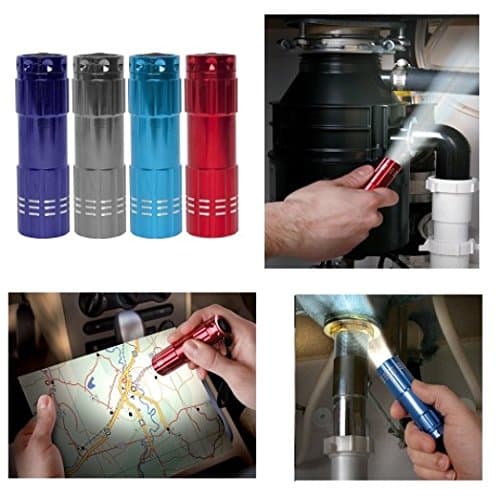 Small Mini Compact 9 Cm Utility Flashlight Torch 9 X Led Home Emergency Travel Bag Size (Blue)
