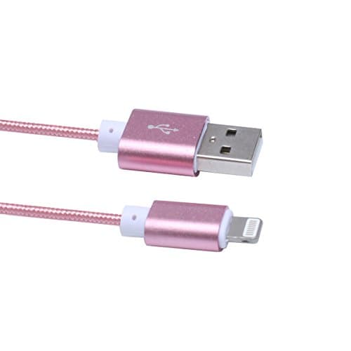 Micro USB Data Cable Apple 5S 5 6S iPhone Mobile Phon Lighting Cable(3 feet) Certified Nylon Braided Charging Wire (Rose Golden)