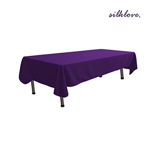 SilkLove Tablecloth - 60 x 102 Inch -Purple-Rectangular Polyester Table Cloth, Wrinkle,Stain Resistant - Great for Buffet Table, Parties, Holiday Dinner & More